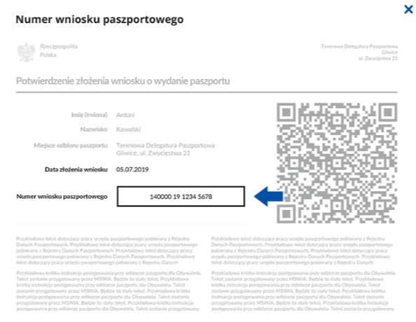 Potwierdzenie złożenia wniosku o wydanie paszportu